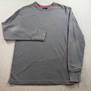 Volcom Thermal Shirt Mens Medium Gray Fair Waffle Knit Contrast Stitching